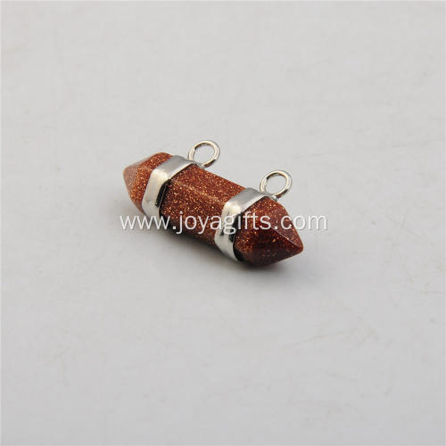 Charm Brown Goldstone Hexagon Bicone Pendant Sterling Silver for Fashion Women Accessories